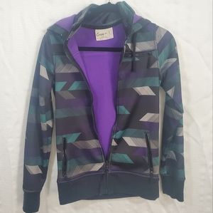 Empyre Women's Timber Black, Purple & Teal Stripe Tech Fleece - Size S